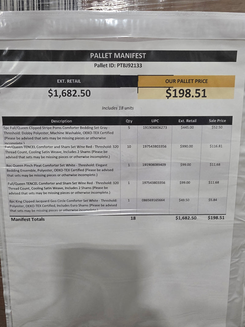 Manifested T@rget Bedding Pallet PTBJ92133