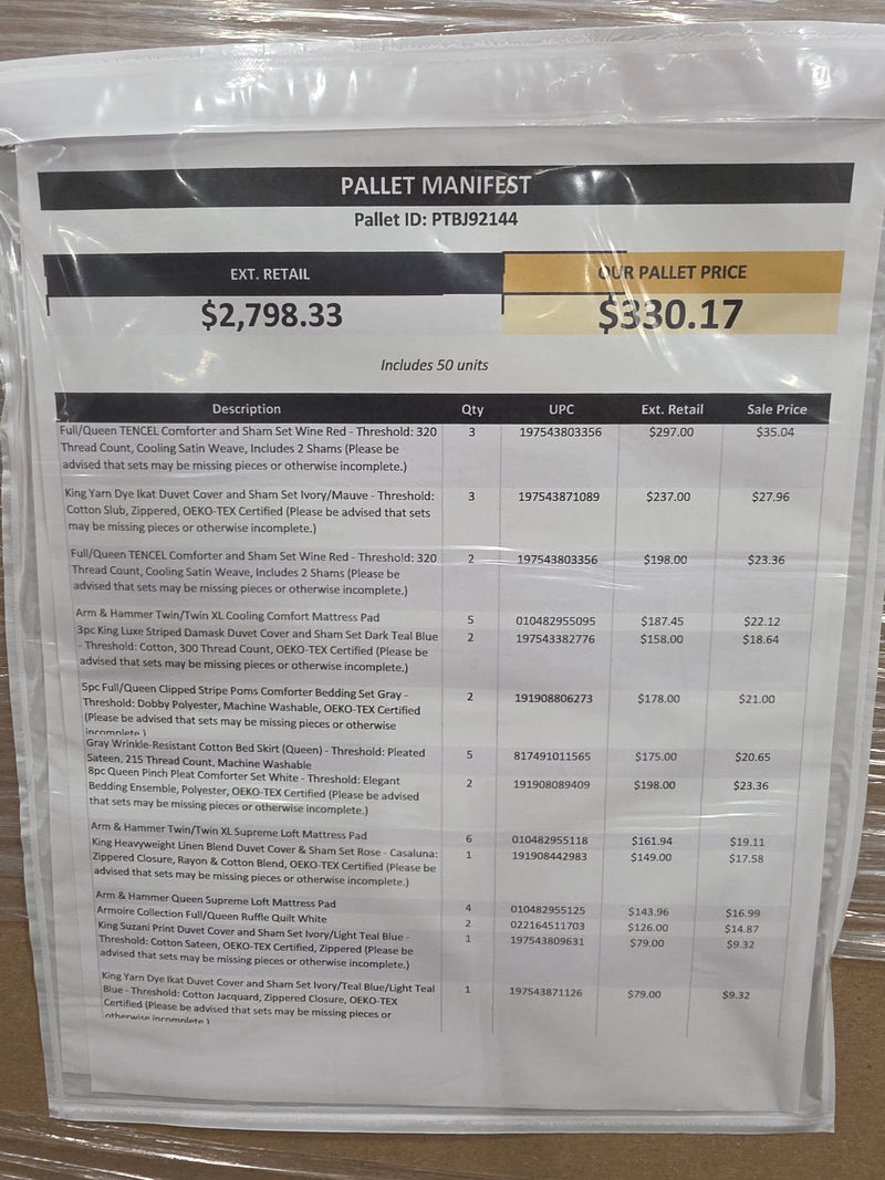Manifested T@rget Bedding Pallet PTBJ92144