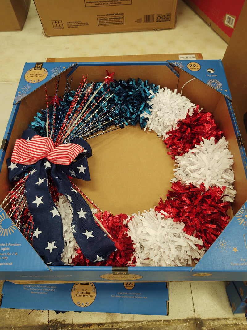 PATRIOTIC TINSEL WREATH